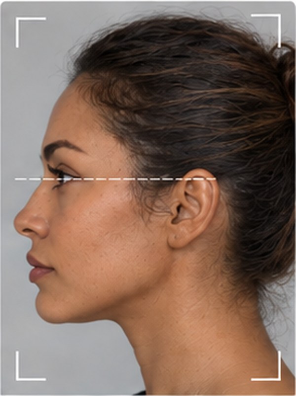 Left profile view — head rotated a full 90 degrees